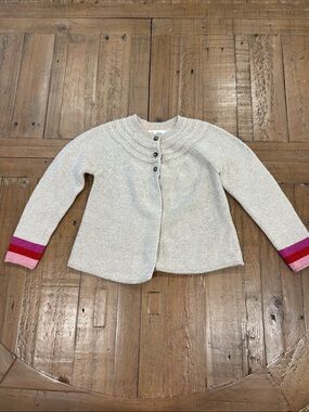 Mini Boden gold metallic button open front cardigan sweater 5-6 years